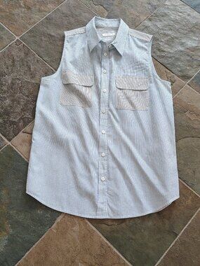 Equipment Femme Sleeveless Cotton Button Front Top